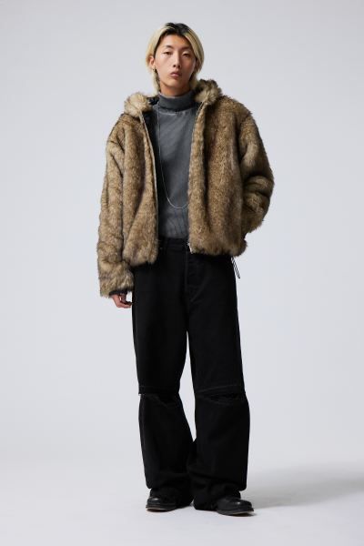 Paolo Oversized Faux Fur Jacket - Beige Melange - Men | H&M GB | H&M (UK, MY, IN, SG, PH, TW, HK)