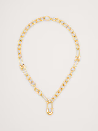 Rhinestone Safety Pin Chain Necklace | Banana Republic (US)