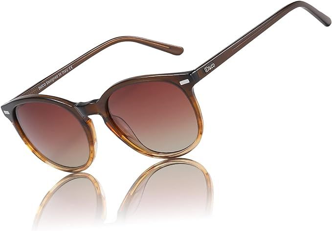 Duco UV400 Polarized Sunglasses for Women  Vintage Round Retro Oversized Sunglasses Non Plastic F... | Amazon (US)