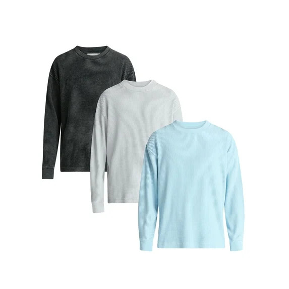 No Boundaries Thermal Tee with Long Sleeves, 3-Pack, Men's & Big Men's | Walmart (US)