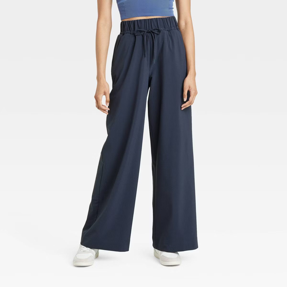 Women's Woven High-Rise Seersucker Wide Leg Pants - All In Motion™ | Target