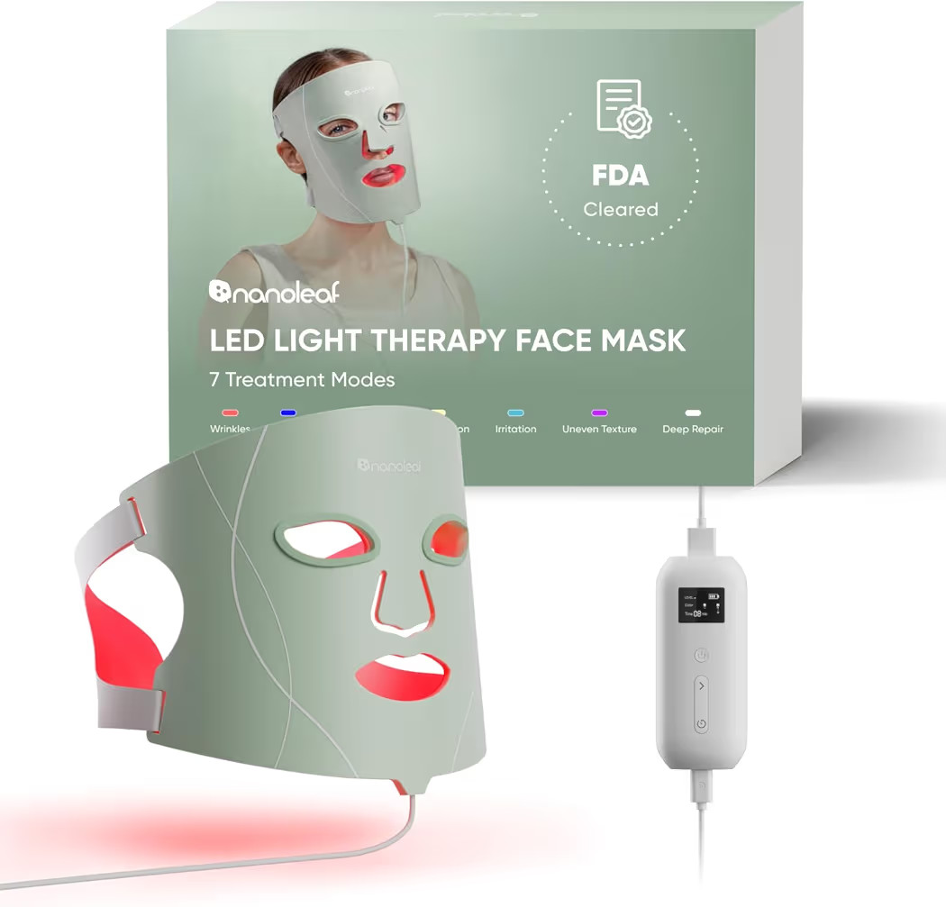 Nanoleaf FDA-Cleared LED Face Mask with 7 Light Therapy Modes - Professional Red, Blue & NIR Ligh... | Amazon (US)