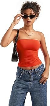 SUUKSESS Women Sexy Tube Top Summer Y2K Going Out Double Lined Basic Tank Top | Amazon (US)