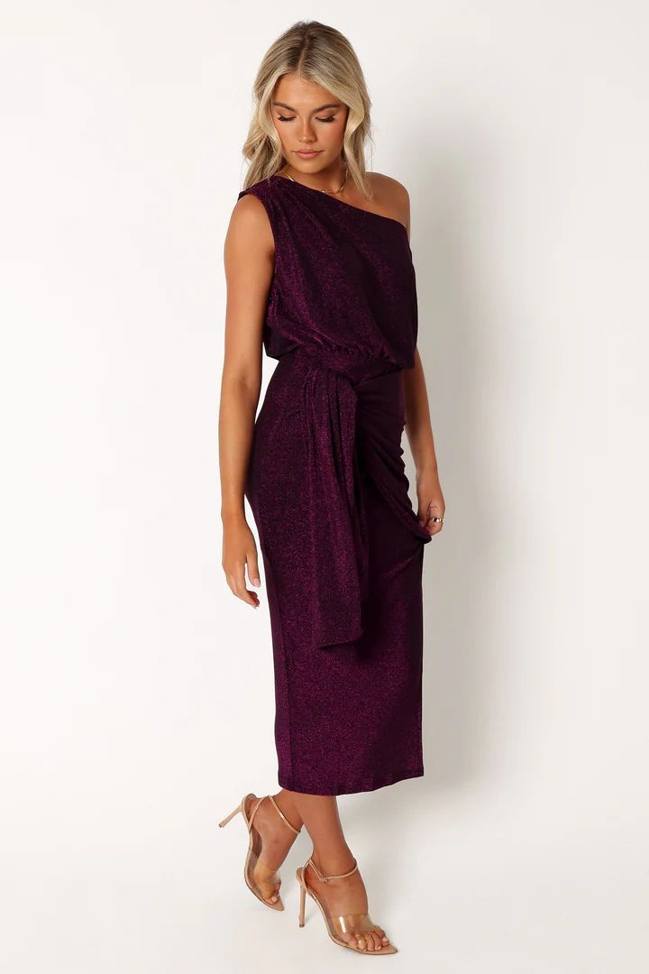 Santiago Off Shoulder Midi Dress - Purple | Petal & Pup (US)