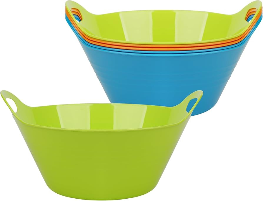 Tiawudi 6 Pack Snack Bowls (4.9L Large), Plastic Serving Bowls for Party, Large Bowls with Handle... | Amazon (US)