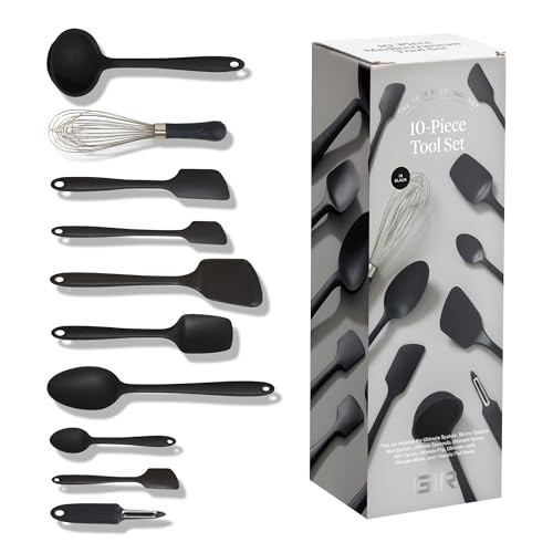 GIR: Get It Right 10-Piece Cooking Utensils Set - Black Silicone - Spatula Set, Silicone Spatulas & Kitchen Spoons - Heat-Resistant up to 425°F - Nonstick Cookware-Friendly - Dishwasher-Friendly | Amazon (US)