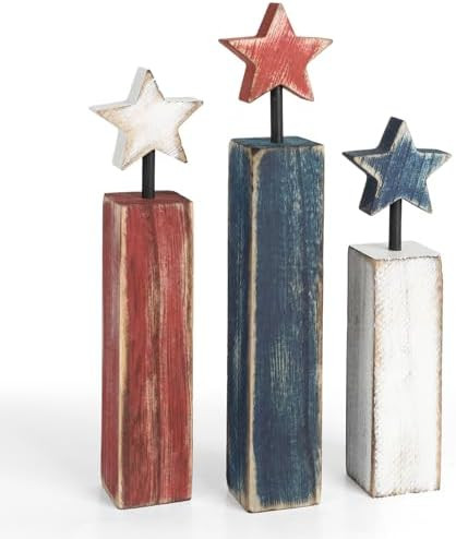 4th of July Table Decorations, 3Pcs Red White and Blue Decorations, Retro Patriotic Memorial Day ... | Amazon (US)