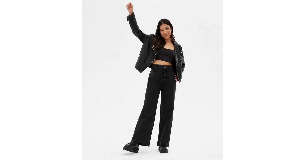 Petite Black High Waist Adalae Wide Leg Jeans
						
						Add to Saved Items
						Remove from S... | New Look (UK)