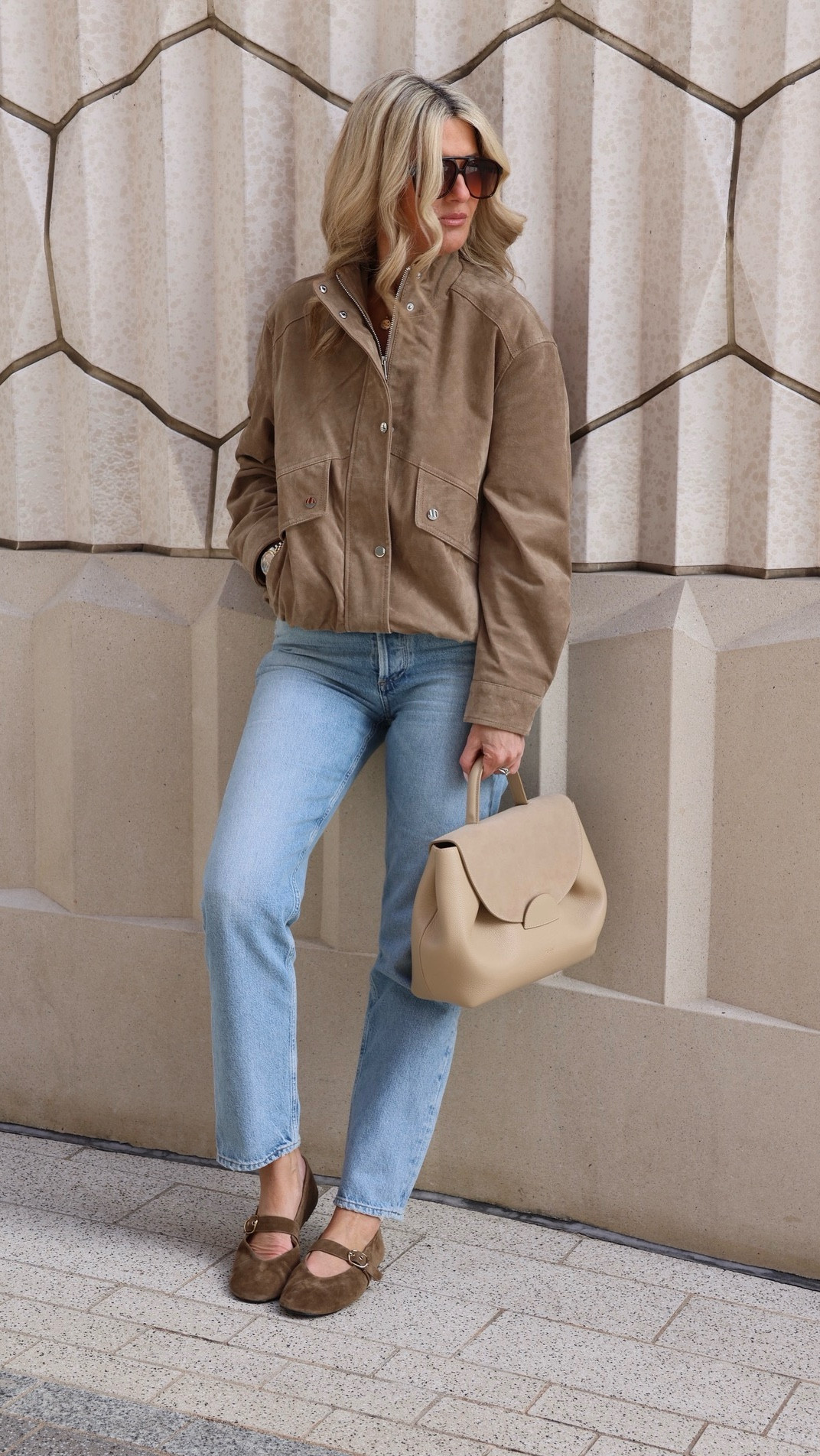 My new and absolute favourite jacket at the moment is this @zara suede one - and it’s still in stock - I get so many compliments when wearing it - it’s the most gorgeous colour! I’m in the size S jacket, size 26 jeans.  These Agolde jeans are new also, if you’re wanting a cheaper alternative I’d say the Zara or Levi’s are very similar 🤎

My bag is Polene 

#LTKover50style #LTKspring #LTKstyletip