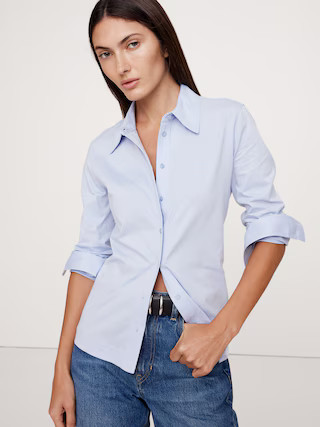 Silky Cotton Long-Sleeve Button-Down Shirt | Banana Republic | Banana Republic (US)