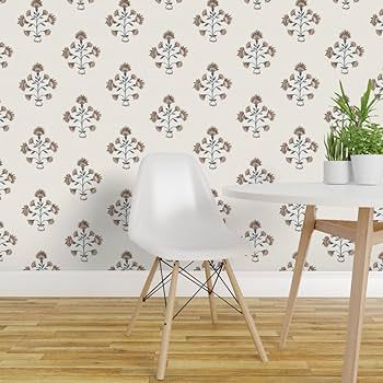 Spoonflower Removable Wallpaper Swatch - Modern Floral Traditional Stem Wildflower Custom Pre-Pas... | Amazon (US)