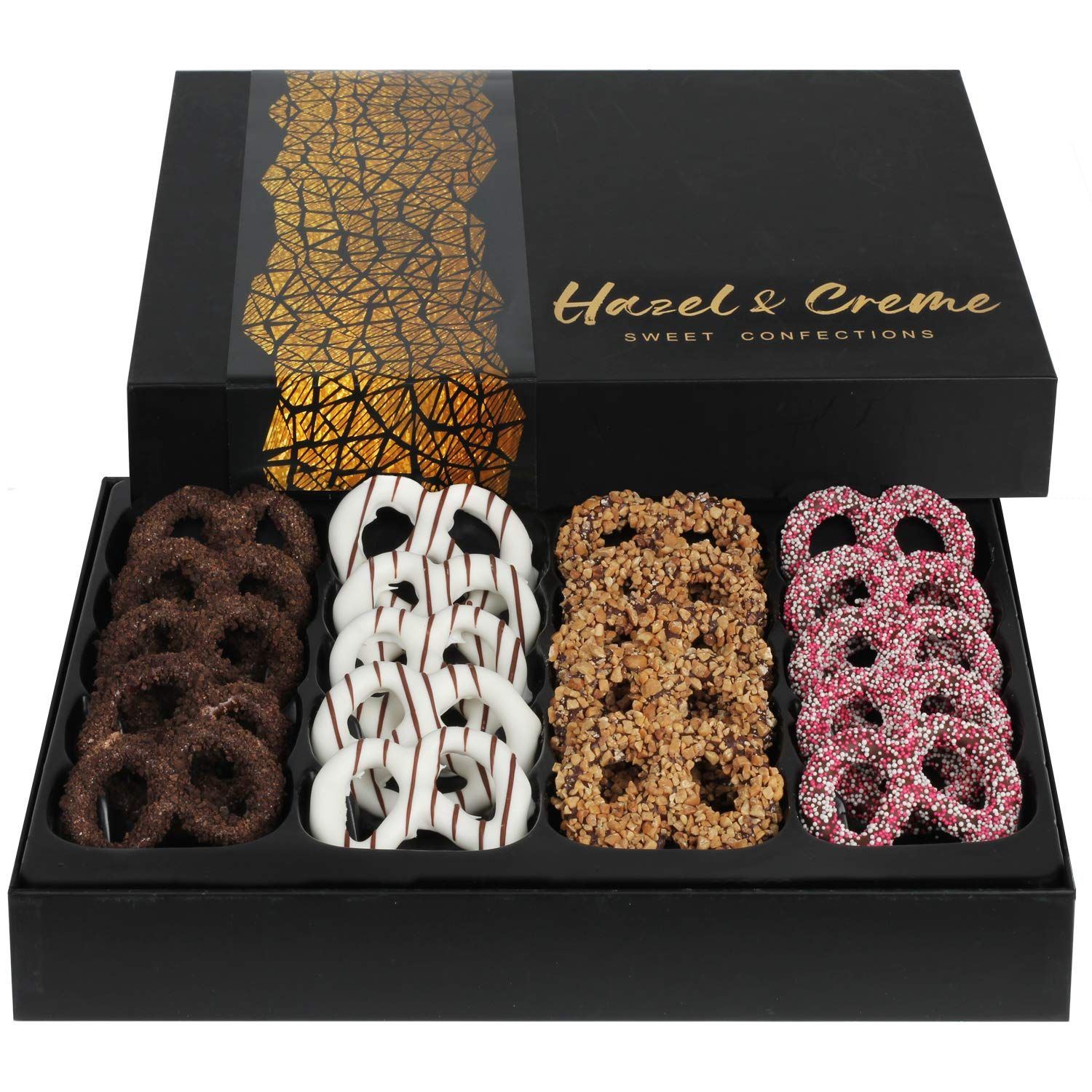 Chocolate Covered Pretzel Gift Basket - Gourmet Pretzels Gift Box - Dark Chocolate Gift Box - Ann... | Amazon (US)