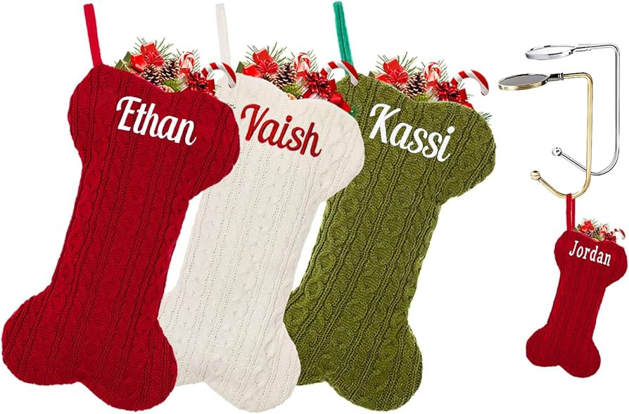 Ulico Custom Pet Christmas Stocking, Large Personalized Embroidered Name Stocking for Dogs Cats,B... | Amazon (US)