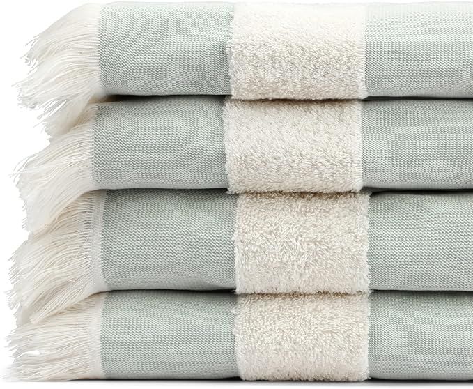 Black & White Brands Set of 4 Turkish Beach/Pool Towels. 100% Organic Turkish Cotton, Stylish and... | Amazon (US)