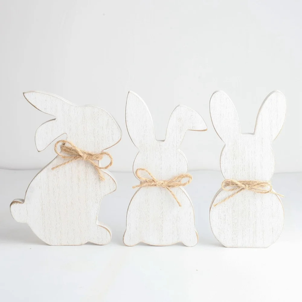 3Pcs Easter Bunny Wood Cutout Unfinished Wooden Bunny Slices Wood Rabbit Ornament for Painting Sp... | Walmart (US)