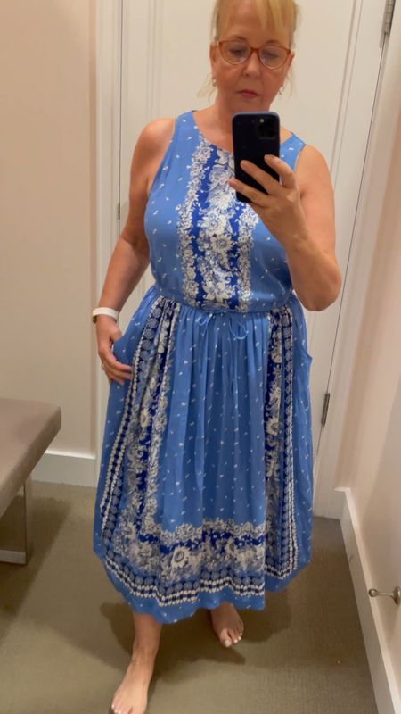 Blue Border Print Cut out Bsck Mifi Dress 

#LTKunder100 #LTKSeasonal