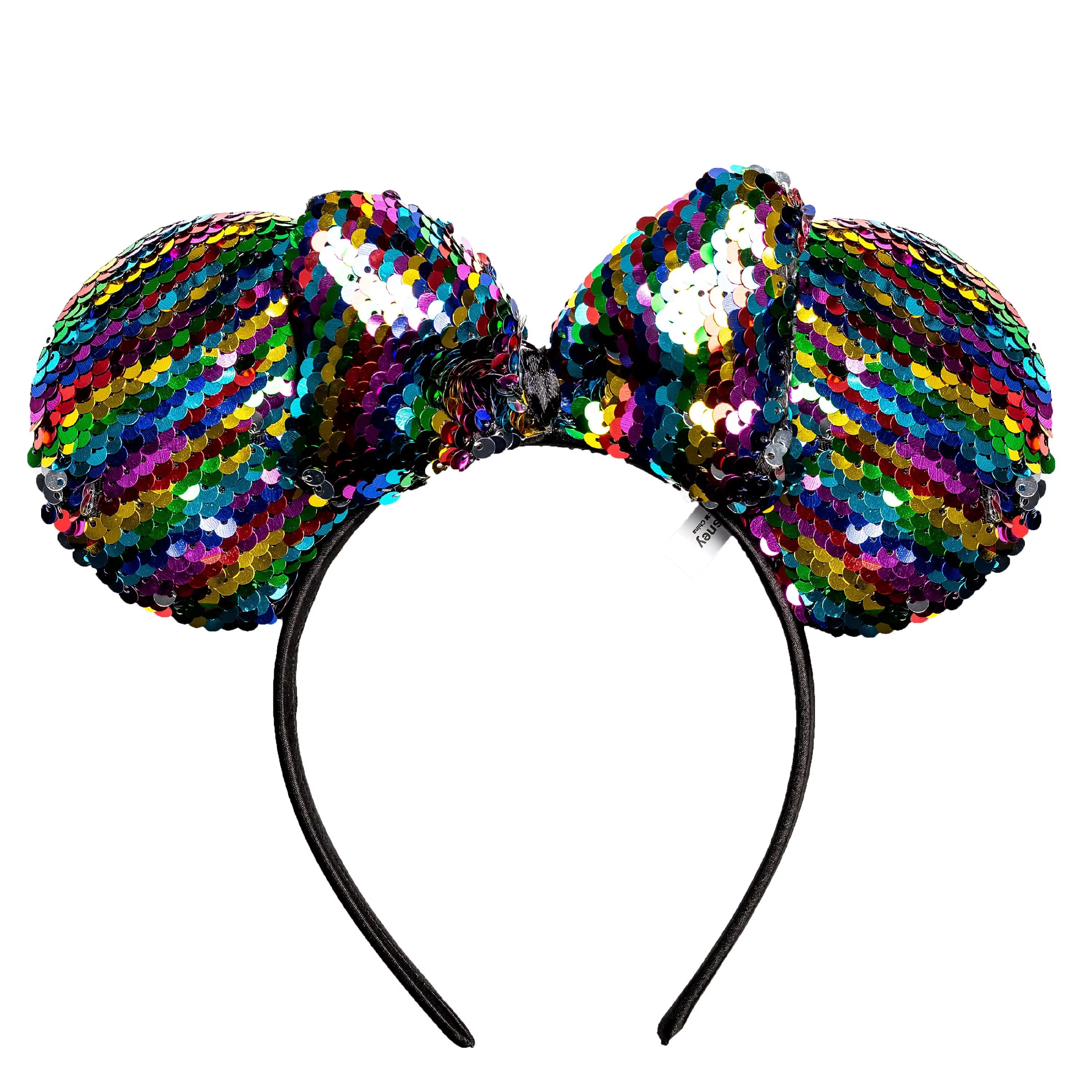 Disney Minnie Mouse Rainbow Sequin Bow Ears Headband - Walmart.com | Walmart (US)