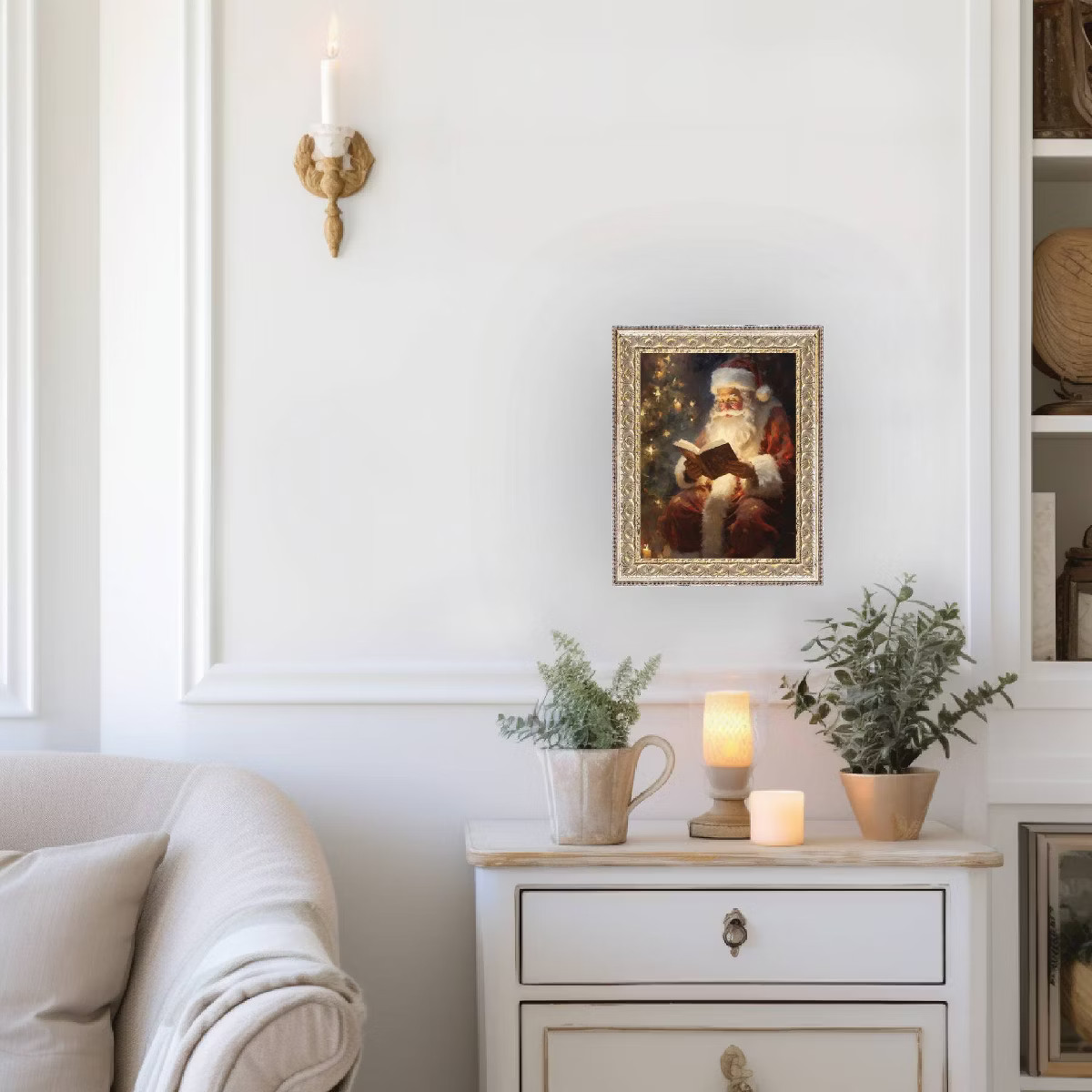 Petal Lane Classic Santa Fancy Gold Framed Art | Target