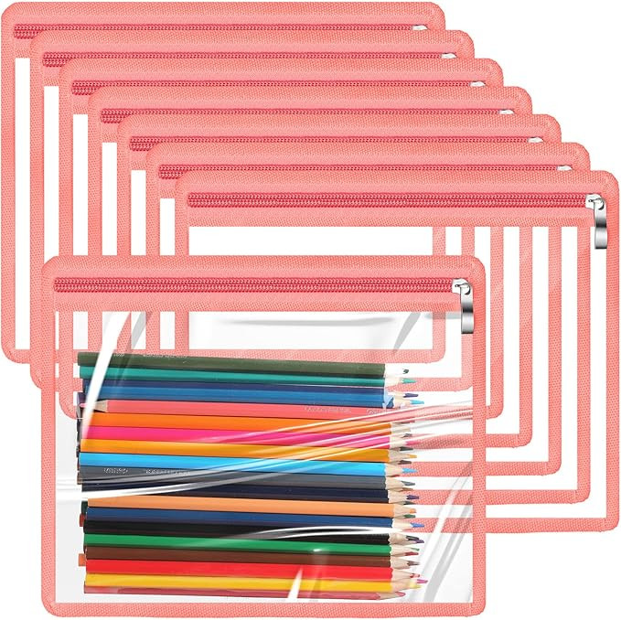 8 Pieces Clear Zipper Pouches Pencil Pouches PVC Makeup Pouch Envelopes Folder Storage Multi purp... | Amazon (US)