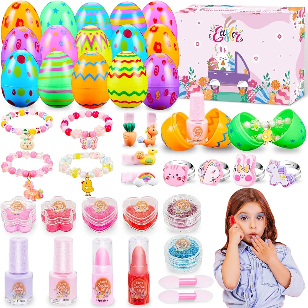 Prefilled Easter Eggs with Toys Insides, Easter Baseket Stuffers for Girls with Pretend Make Up &... | Amazon (US)