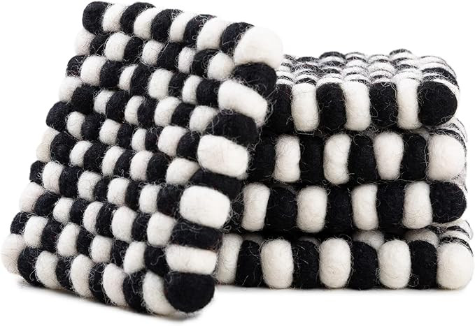 Square Felt Ball Coasters - 100% Merino Wool Table Coasters - Felt Coaster Pads, Absorbent Trivet... | Amazon (US)
