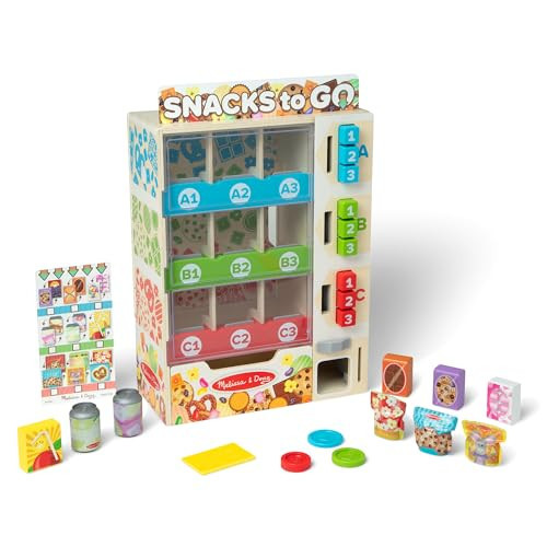 Melissa & Doug Sort-Stock-Select Wooden Vending Machine Toy with Play Food, Mini Vending Machine Toys & Play Money, Preschool Toys for Kids Ages 3+ | Amazon (US)