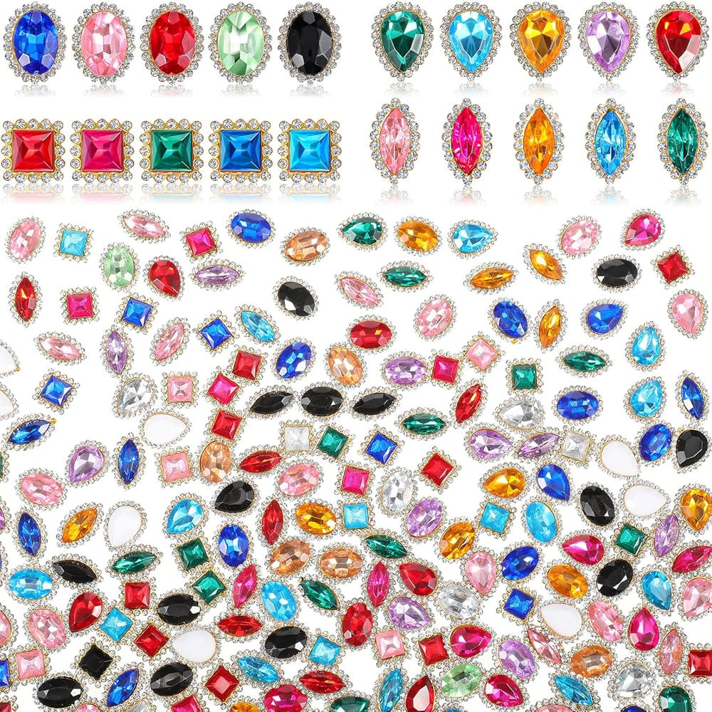 200 Pieces Sew on Rhinestone, Crystals Acrylic Gems Rhinestone Metal Prong Setting Flatback Multi... | Amazon (US)