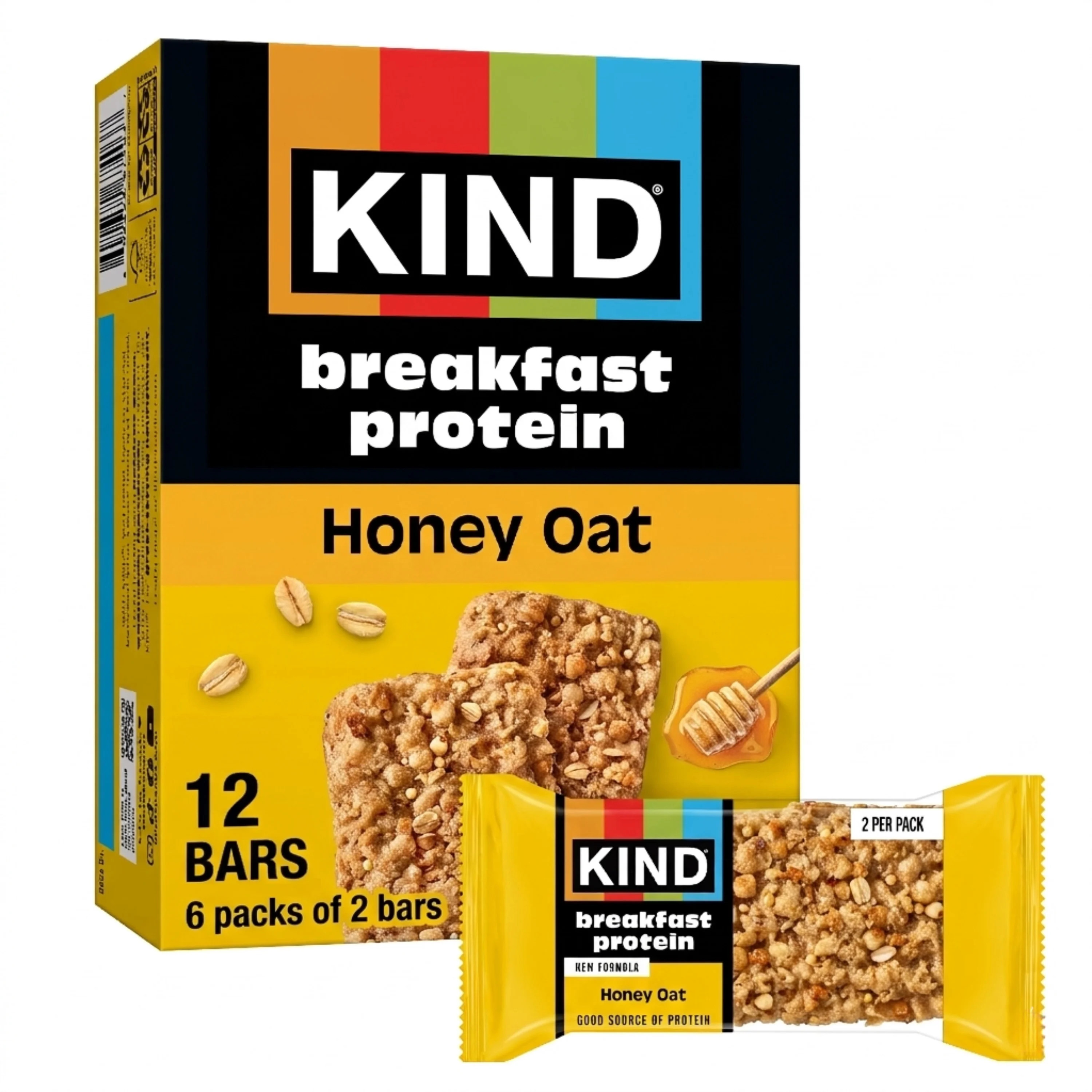 KIND Oats & Honey Breakfast Protein Bars, 6-Count, 1 Cardboard Box | Walmart (US)