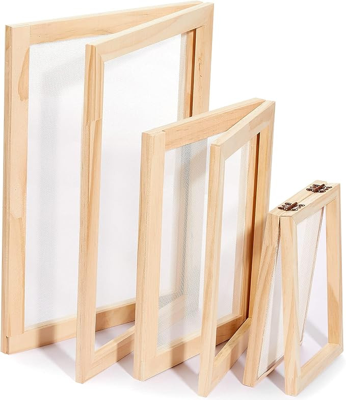 3 Pieces Paper Making Wooden Paper Making Mould Papermaking Screen Kit 3 Size Frame for DIY Paper... | Amazon (US)
