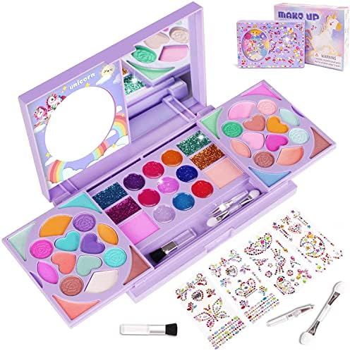 KIDCHEER Kids Makeup Kit for Girls Princess Real Washable Cosmetic Pretend Play Toys with Mirror ... | Amazon (US)