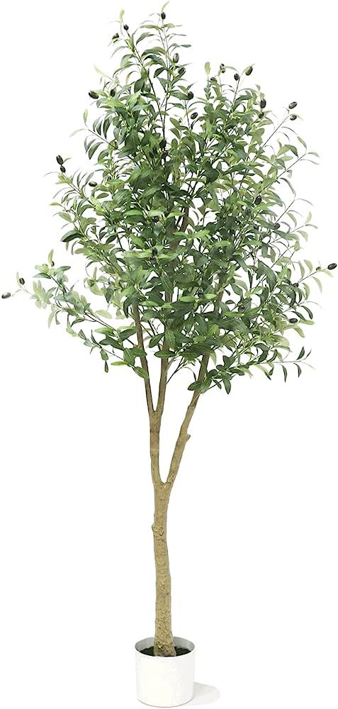 Artificial Olive Tree, 6 FT Tall Fake Potted Olive Silk Tree with Planter Large Faux Olive Branch... | Amazon (US)