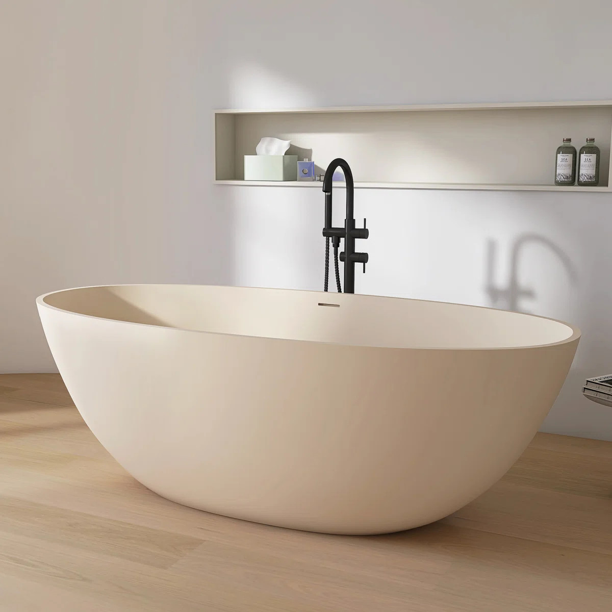 65" x 30" Freestanding Tub  Solid Surface Stone Resin Soaking Bathtub LA30365MC | Wayfair North America
