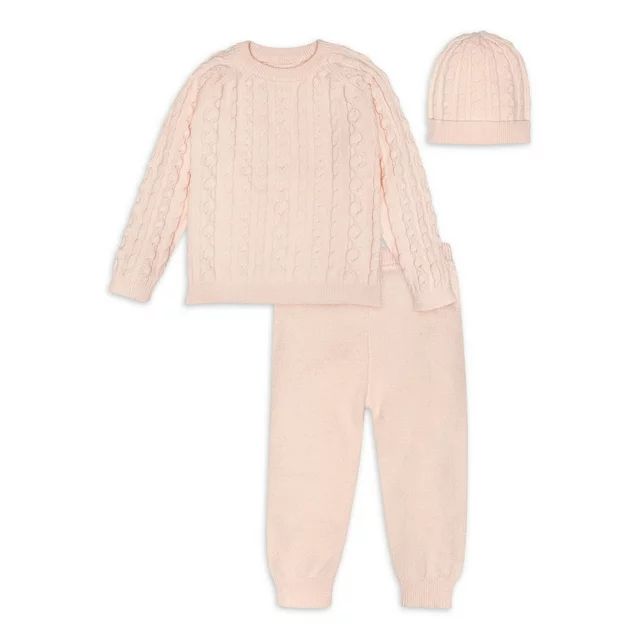 Modern Moments By Gerber Toddler Girl Cable Knit Sweater Outfit Gift Set w/Hat, 3-Piece (12M - 5T... | Walmart (US)