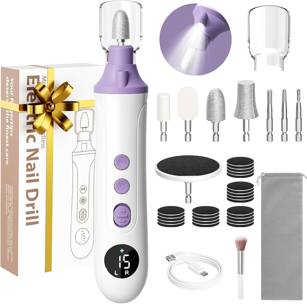 Professional Manicure Pedicure Electric Toenail Grinder Kit - Cordless Electric Nail File Set for... | Amazon (US)