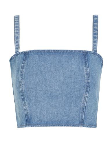 8 By Yoox Organic Cotton Denim Crop Top Woman Top Blue Size XS Organic cotton | YOOX (US)