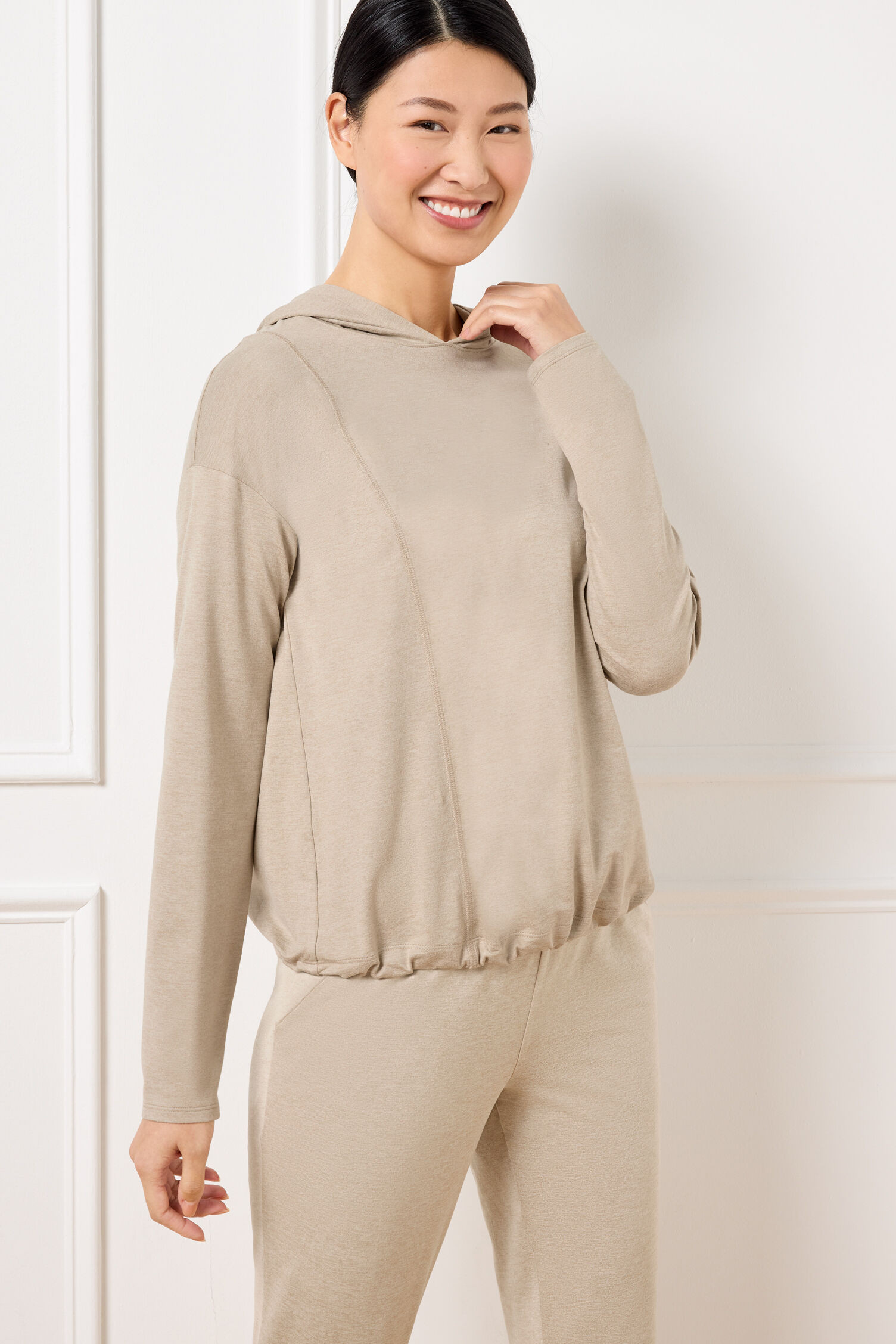 Buttery Soft Easy Knit Bungee Hem Hoodie | Talbots