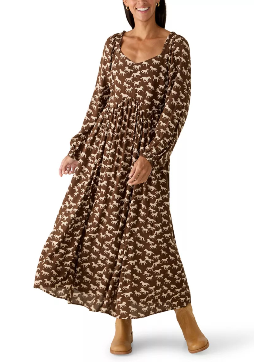 Women's Long Sleeve Scoop Neck Maxi Dress | Belk