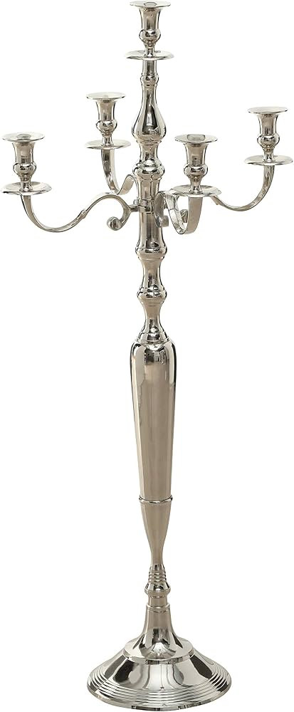 Romantic Hamptons Oversized 5 Candle Silver Candelabra | Amazon (US)