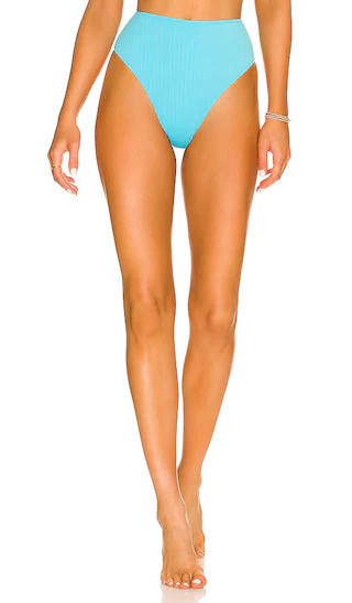 Anne Plisse High Waisted Bikni Bottom in Aquamarine | Revolve Clothing (Global)