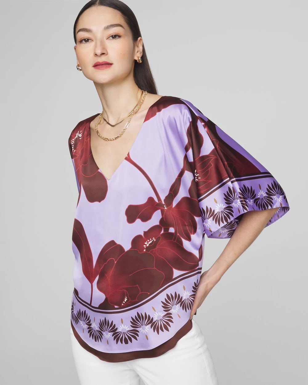 Satin Kimono Sleeve Blouse | White House Black Market