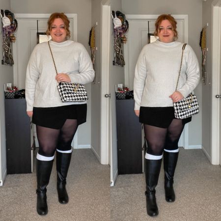 Knee high socks aren’t ever tall enough for me at 5’10 so here I used thigh high socks and folded them over!

#LTKplussize #LTKmidsize #LTKstyletip
