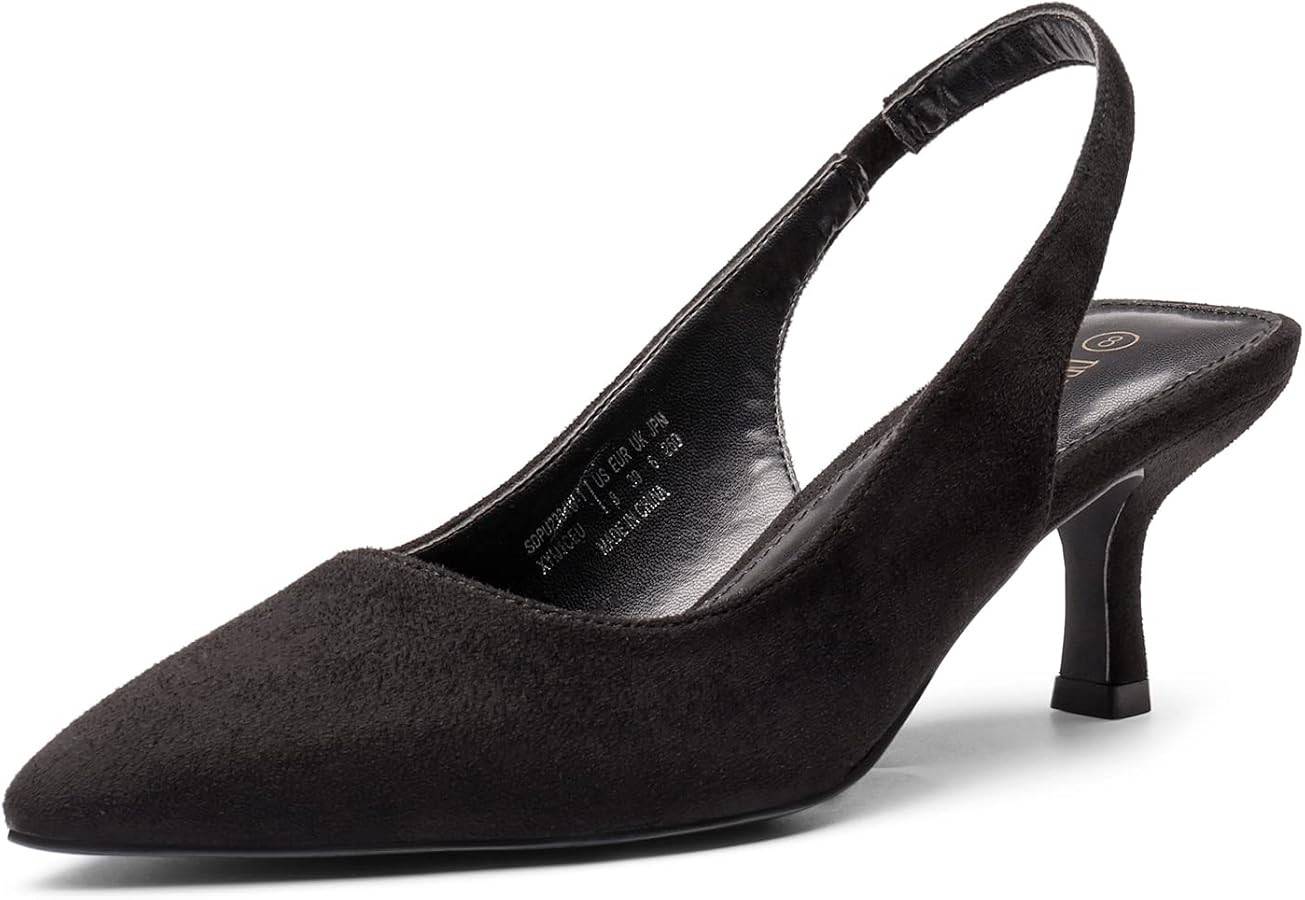 DREAM PAIRS Women’s Closed Toe Kitten Heels Pointed Toe Slingback Low Heels Dress Bridal Weddin... | Amazon (US)