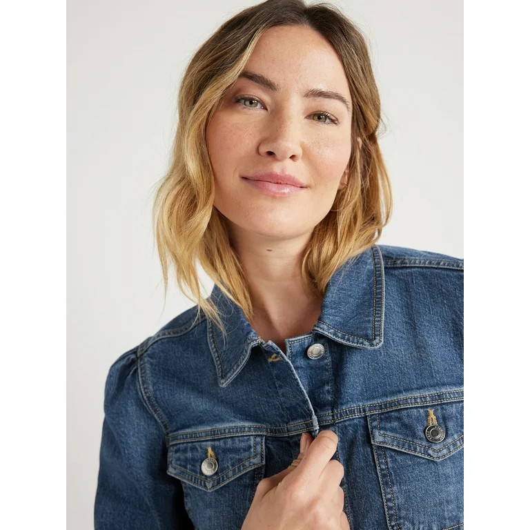 Free Assembly Women’s Puff Sleeve Denim Jacket, Sizes XS-XXL | Walmart (US)