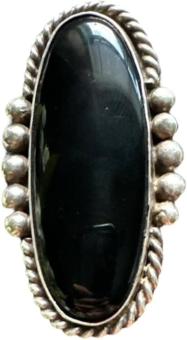 Navajo Sterling Silver Black Onyx Ring. Size 10. LP | Amazon (US)