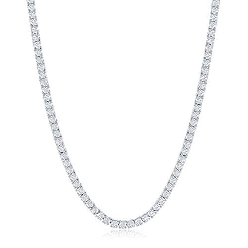NYC Sterling Tennis Necklaces for Women & Men, Necklace Chain | Choker Necklace, Statement Necklace, Silver Jewelry | 3mm Cubic Zirconia Necklace, 15” | Amazon (US)