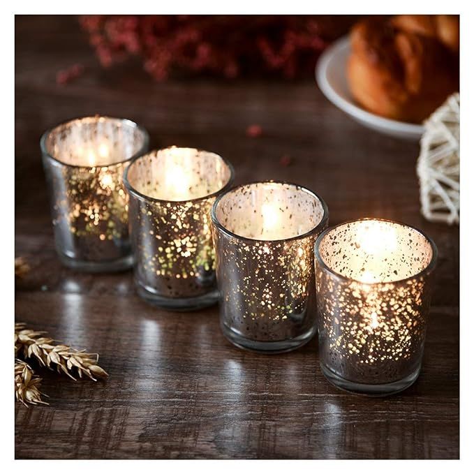 Supreme Lights Mercury Votive Candle Holders, Speckled Glass Tealight Holder, 2.45-inch Tall(Set ... | Amazon (US)