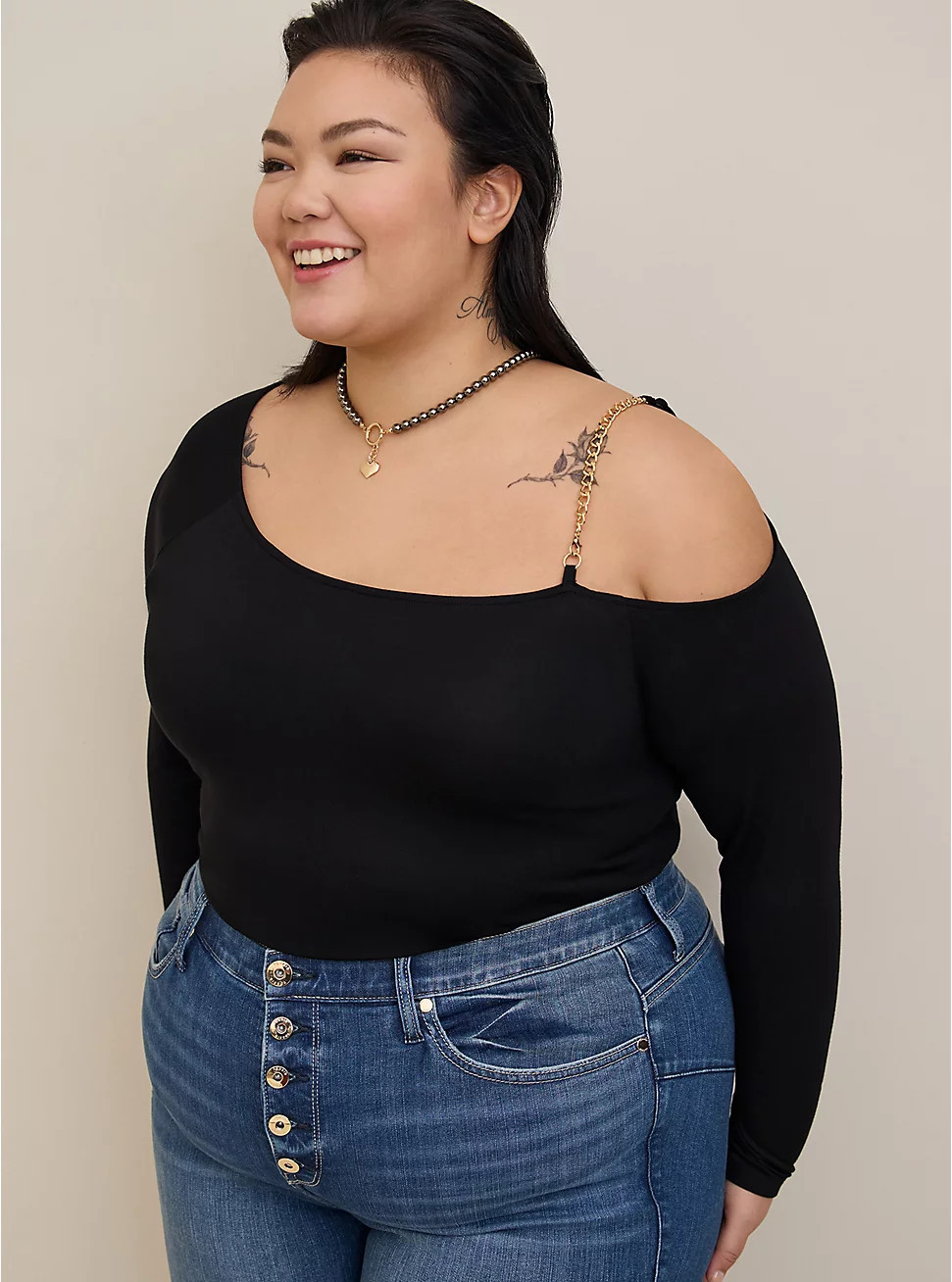 Off-Shoulder Super Soft Chain Strap Top | Torrid (US & Canada)