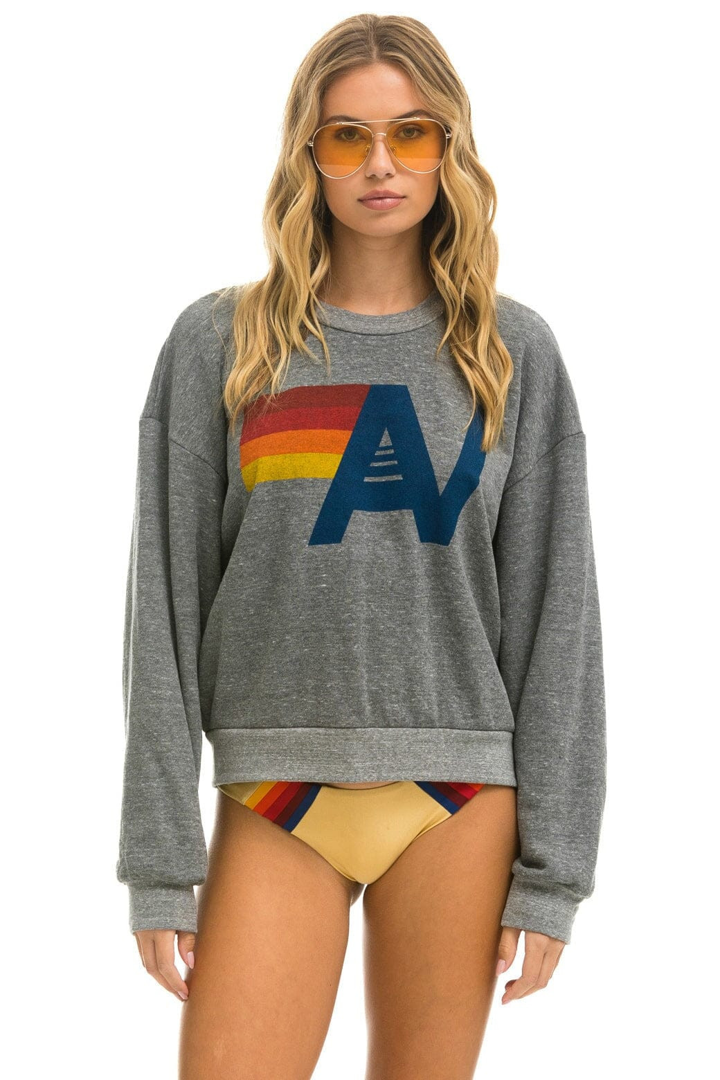 LOGO RELAXED CREW SWEATSHIRT - HEATHER | Aviator Nation