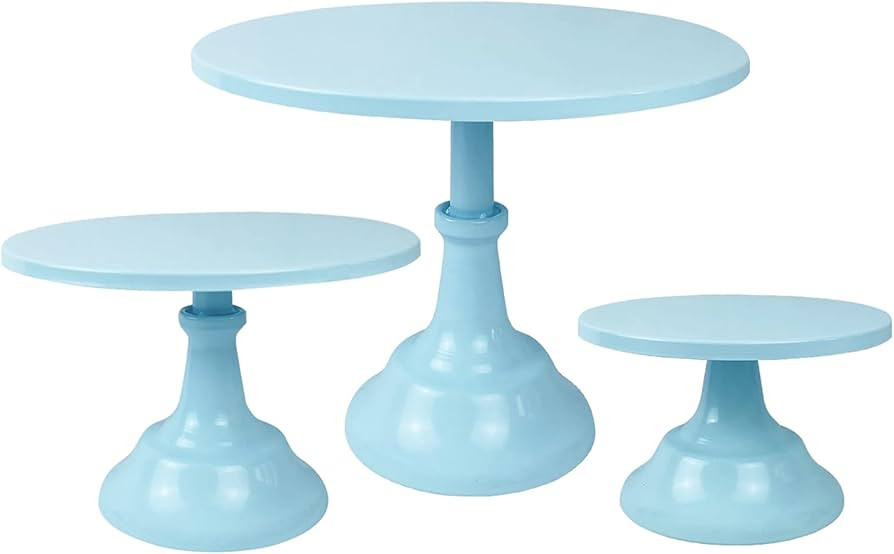 3 Pcs Cake Stand Set Blue Metal Cupcake Holder Dessert Display Plate Decor Serving Platter for Ba... | Amazon (US)