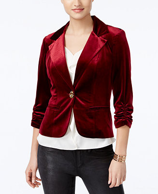 XOXO Juniors' Velvet Ruched Blazer | Macys (US)